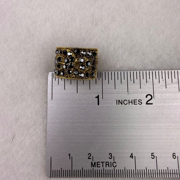 Marcasite Gold Tone Womens Clip-On Earrings Retro Vintage Design - Picture 4 of 4